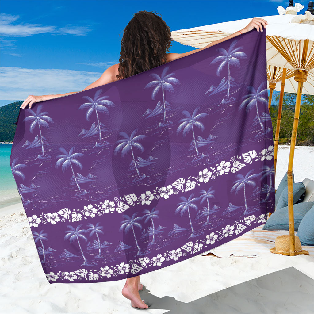 Purple Hawaii Palm Tree Hibiscus Sarong Fantasy Summer Vibe