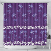 Purple Hawaii Palm Tree Hibiscus Shower Curtain Fantasy Summer Vibe