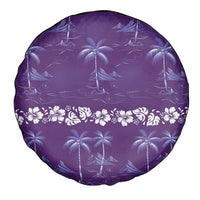 Purple Hawaii Palm Tree Hibiscus Spare Tire Cover Fantasy Summer Vibe