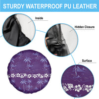 Purple Hawaii Palm Tree Hibiscus Spare Tire Cover Fantasy Summer Vibe