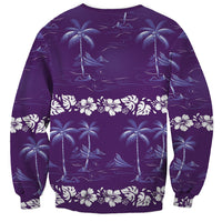 Purple Hawaii Palm Tree Hibiscus Sweatshirt Fantasy Summer Vibe