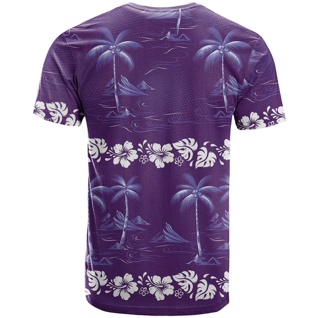 Purple Hawaii Palm Tree Hibiscus T Shirt Fantasy Summer Vibe