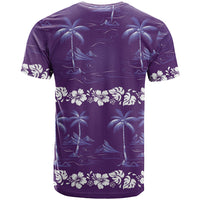 Purple Hawaii Palm Tree Hibiscus T Shirt Fantasy Summer Vibe