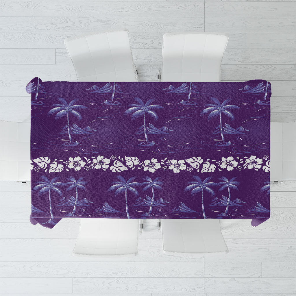 Purple Hawaii Palm Tree Hibiscus Tablecloth Fantasy Summer Vibe