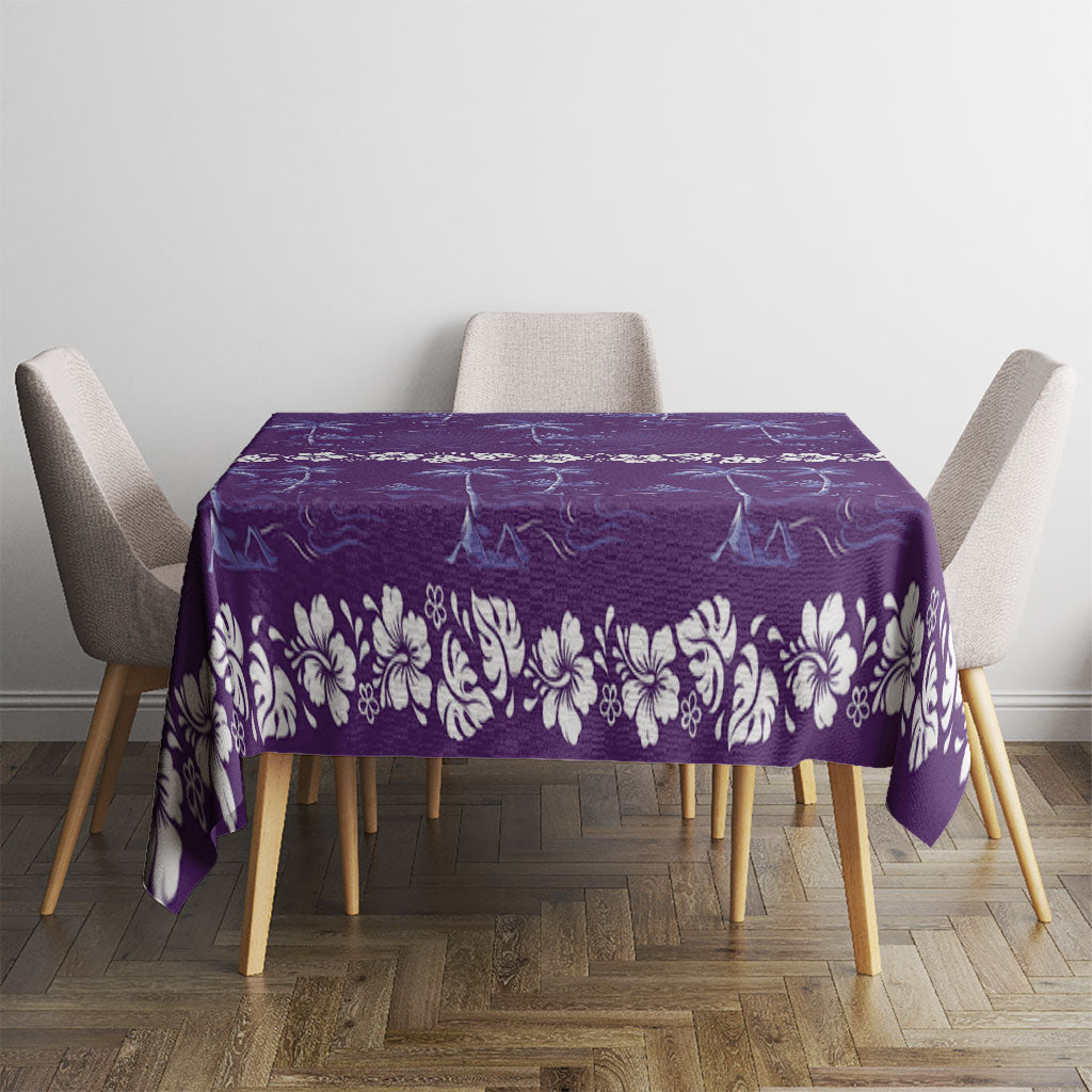 Purple Hawaii Palm Tree Hibiscus Tablecloth Fantasy Summer Vibe