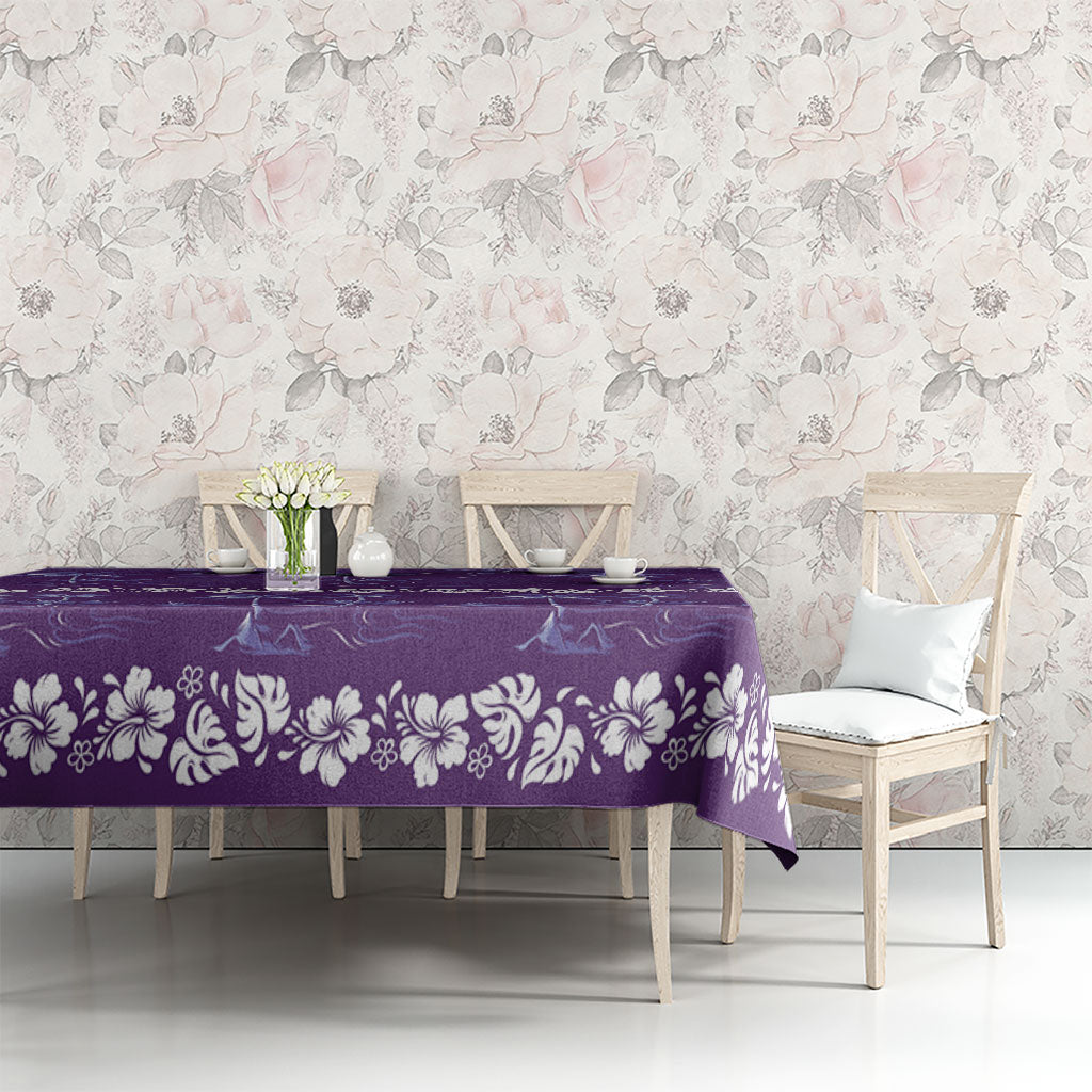 Purple Hawaii Palm Tree Hibiscus Tablecloth Fantasy Summer Vibe