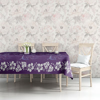 Purple Hawaii Palm Tree Hibiscus Tablecloth Fantasy Summer Vibe