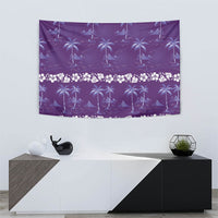 Purple Hawaii Palm Tree Hibiscus Tapestry Fantasy Summer Vibe