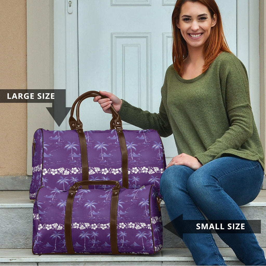 Purple Hawaii Palm Tree Hibiscus Travel Bag Fantasy Summer Vibe