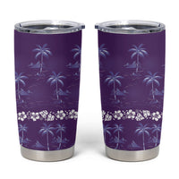 Purple Hawaii Palm Tree Hibiscus Tumbler Cup Fantasy Summer Vibe