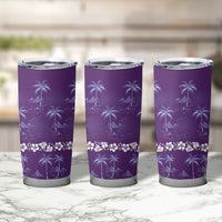 Purple Hawaii Palm Tree Hibiscus Tumbler Cup Fantasy Summer Vibe