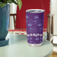 Purple Hawaii Palm Tree Hibiscus Tumbler Cup Fantasy Summer Vibe