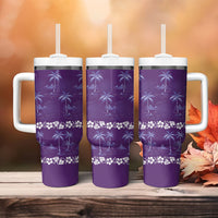 Purple Hawaii Palm Tree Hibiscus Tumbler With Handle Fantasy Summer Vibe
