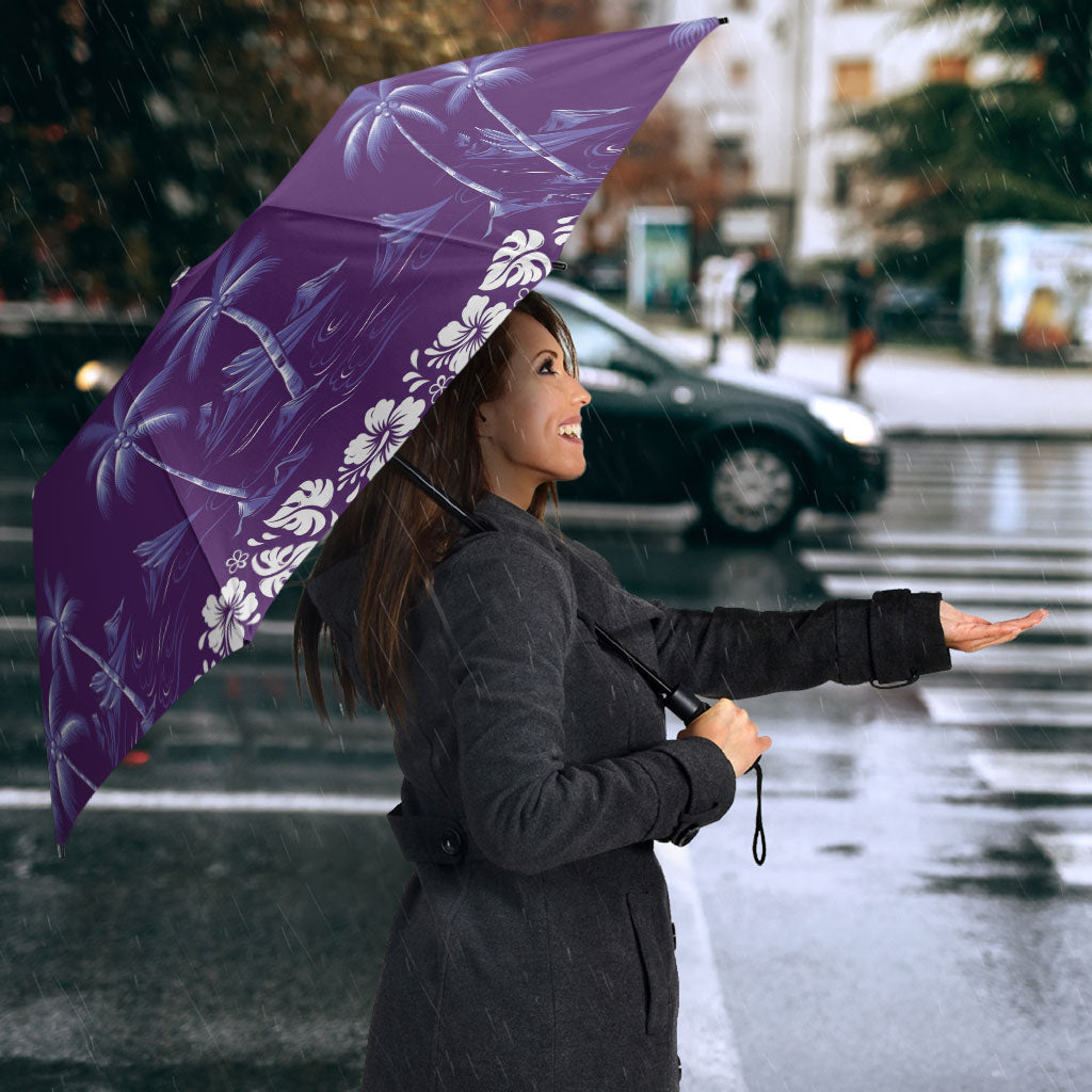 Purple Hawaii Palm Tree Hibiscus Umbrella Fantasy Summer Vibe