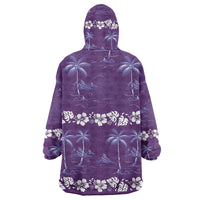 Purple Hawaii Palm Tree Hibiscus Wearable Blanket Hoodie Fantasy Summer Vibe