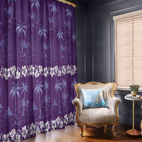 Purple Hawaii Palm Tree Hibiscus Window Curtain Fantasy Summer Vibe