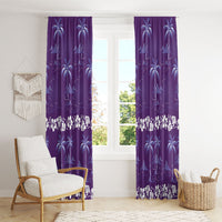 Purple Hawaii Palm Tree Hibiscus Window Curtain Fantasy Summer Vibe