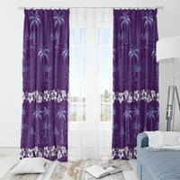 Purple Hawaii Palm Tree Hibiscus Window Curtain Fantasy Summer Vibe