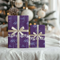 Purple Hawaii Palm Tree Hibiscus Wrapping Paper Fantasy Summer Vibe