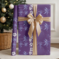 Purple Hawaii Palm Tree Hibiscus Wrapping Paper Fantasy Summer Vibe