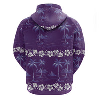Purple Hawaii Palm Tree Hibiscus Zip Hoodie Fantasy Summer Vibe