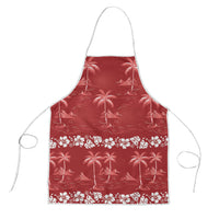 Red Hawaii Palm Tree Hibiscus Apron Fantasy Summer Vibe