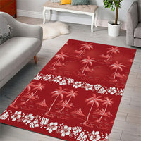 Red Hawaii Palm Tree Hibiscus Area Rug Fantasy Summer Vibe