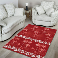 Red Hawaii Palm Tree Hibiscus Area Rug Fantasy Summer Vibe