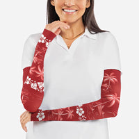 Red Hawaii Palm Tree Hibiscus Arm Sleeves Fantasy Summer Vibe