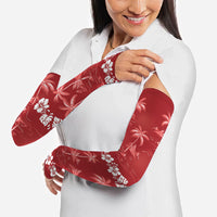 Red Hawaii Palm Tree Hibiscus Arm Sleeves Fantasy Summer Vibe