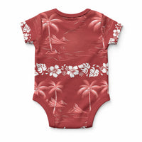 Red Hawaii Palm Tree Hibiscus Baby Onesie Fantasy Summer Vibe