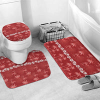 Red Hawaii Palm Tree Hibiscus Bathroom Set Fantasy Summer Vibe