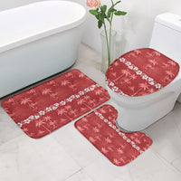 Red Hawaii Palm Tree Hibiscus Bathroom Set Fantasy Summer Vibe