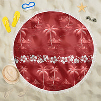 Red Hawaii Palm Tree Hibiscus Beach Blanket Fantasy Summer Vibe