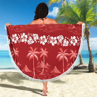 Red Hawaii Palm Tree Hibiscus Beach Blanket Fantasy Summer Vibe