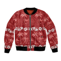 Red Hawaii Palm Tree Hibiscus Bomber Jacket Fantasy Summer Vibe