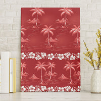 Red Hawaii Palm Tree Hibiscus Canvas Wall Art Fantasy Summer Vibe