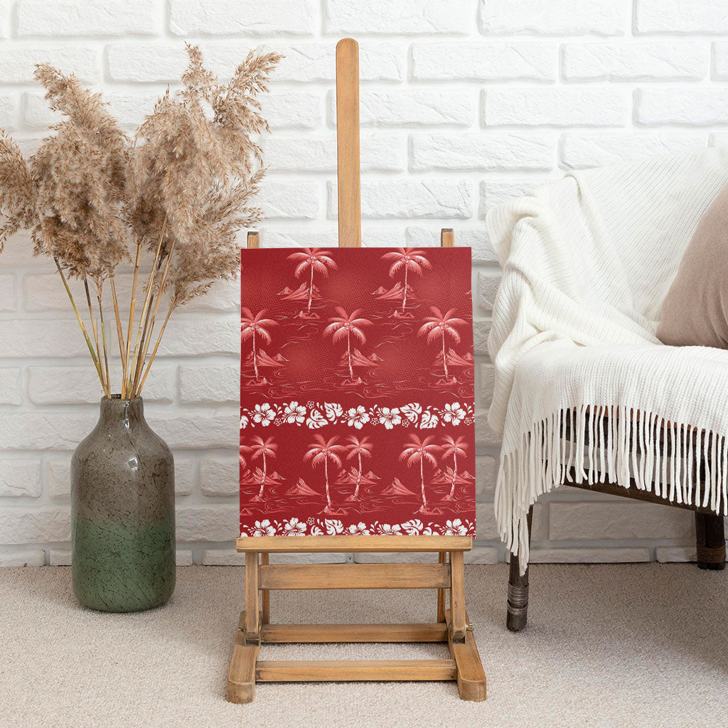 Red Hawaii Palm Tree Hibiscus Canvas Wall Art Fantasy Summer Vibe