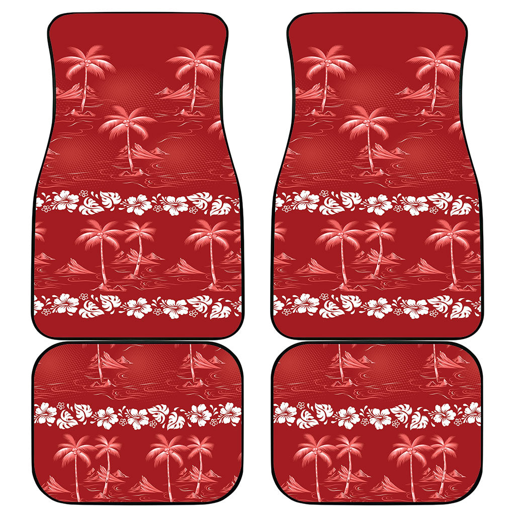 Red Hawaii Palm Tree Hibiscus Car Mats Fantasy Summer Vibe