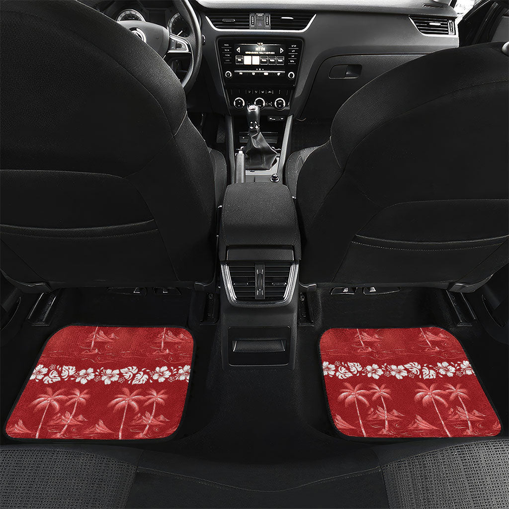 Red Hawaii Palm Tree Hibiscus Car Mats Fantasy Summer Vibe