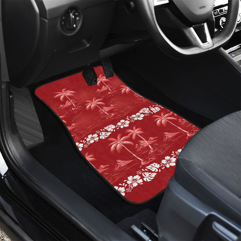 Red Hawaii Palm Tree Hibiscus Car Mats Fantasy Summer Vibe