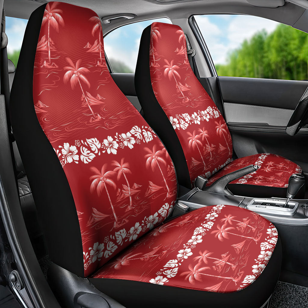 Red Hawaii Palm Tree Hibiscus Car Seat Cover Fantasy Summer Vibe