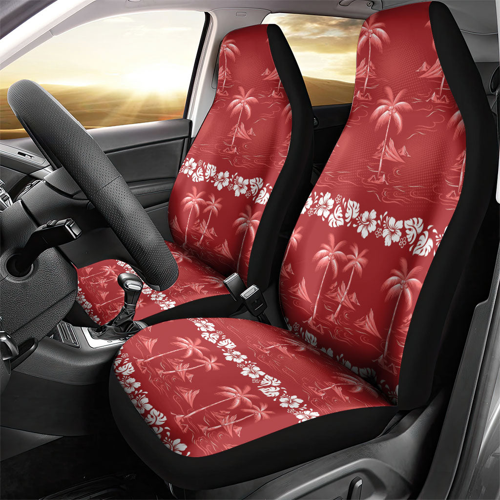 Red Hawaii Palm Tree Hibiscus Car Seat Cover Fantasy Summer Vibe
