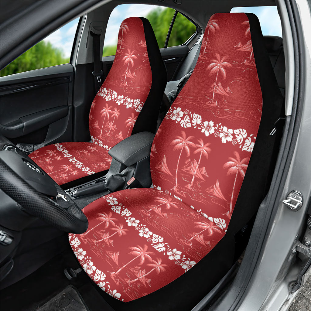 Red Hawaii Palm Tree Hibiscus Car Seat Cover Fantasy Summer Vibe