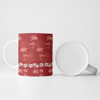 Red Hawaii Palm Tree Hibiscus Ceramic Mug Fantasy Summer Vibe
