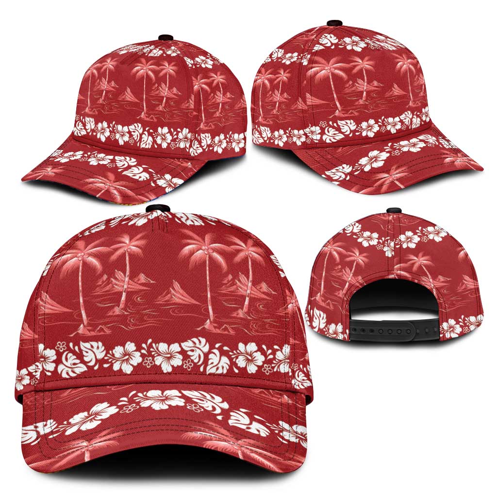 Red Hawaii Palm Tree Hibiscus Classic Cap Fantasy Summer Vibe