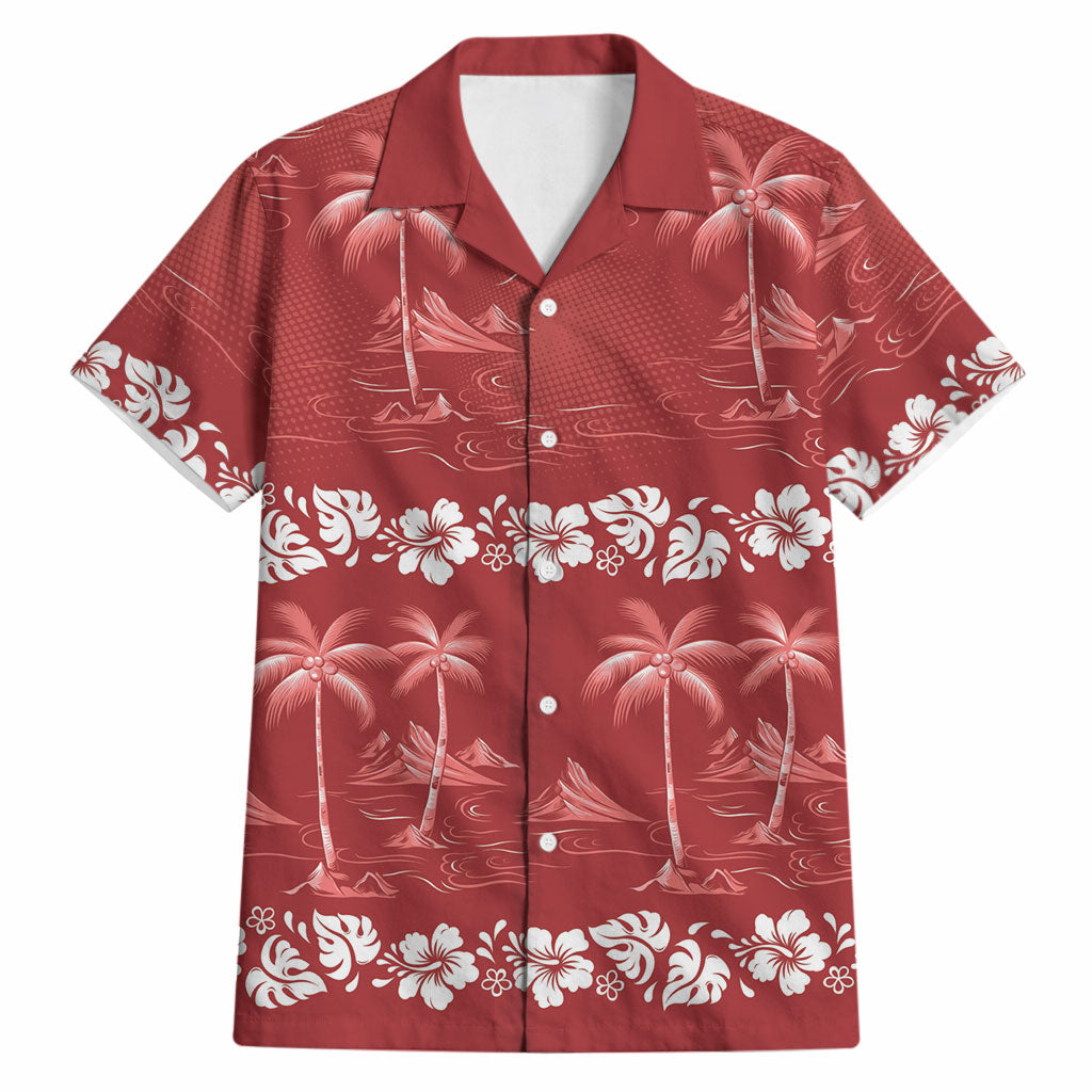 Red Hawaii Palm Tree Hibiscus Hawaiian Shirt Fantasy Summer Vibe