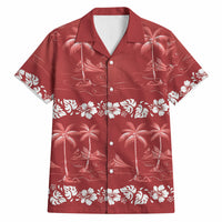Red Hawaii Palm Tree Hibiscus Hawaiian Shirt Fantasy Summer Vibe