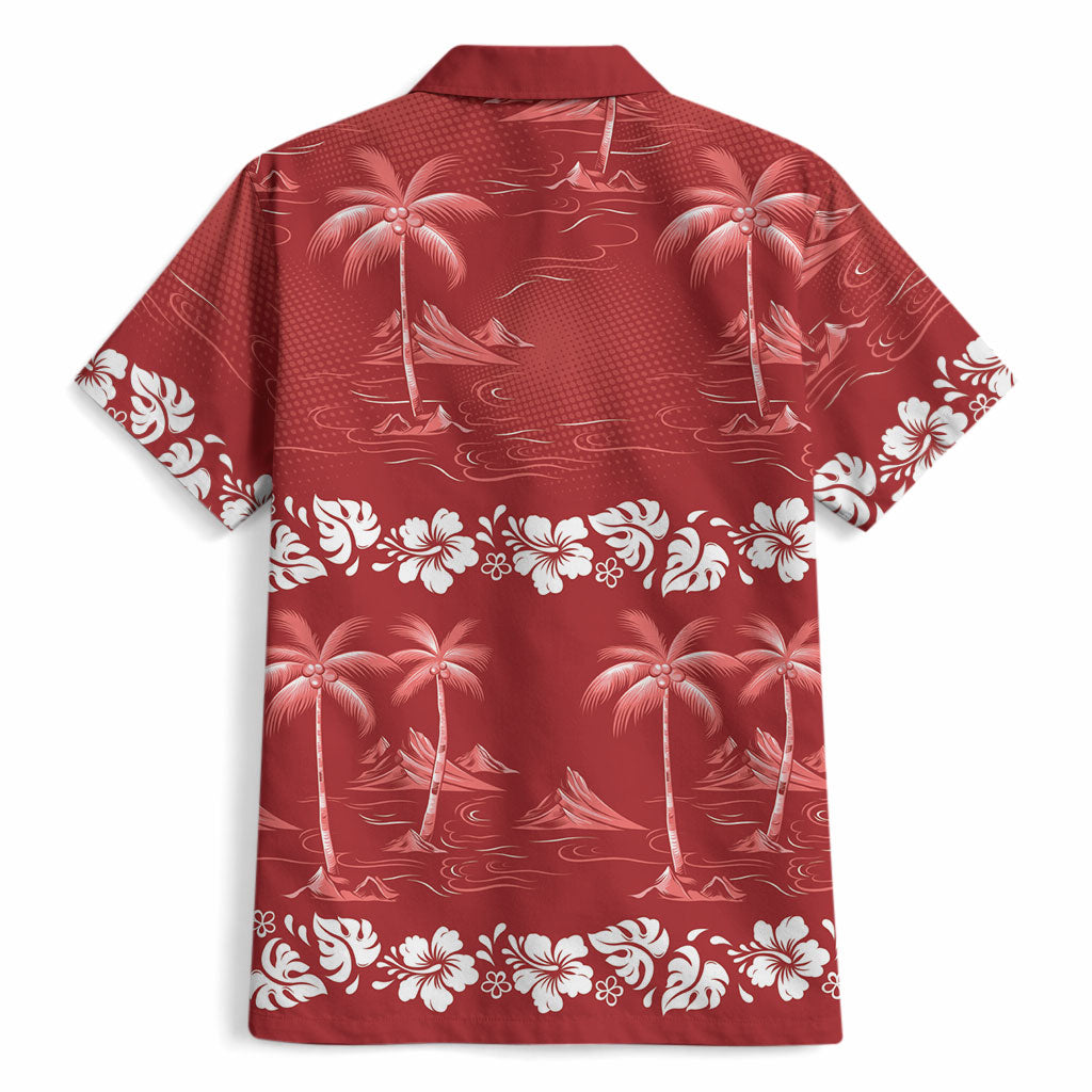 Red Hawaii Palm Tree Hibiscus Hawaiian Shirt Fantasy Summer Vibe