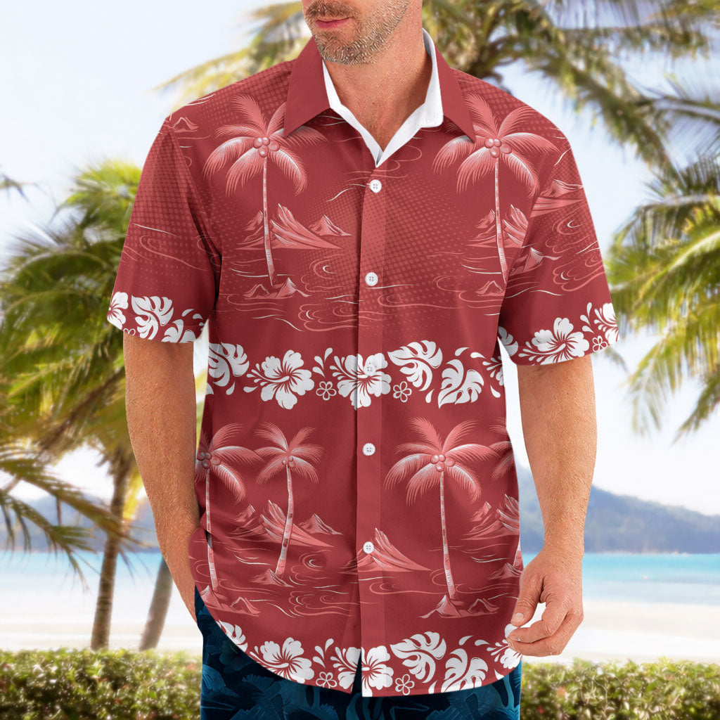 Red Hawaii Palm Tree Hibiscus Hawaiian Shirt Fantasy Summer Vibe